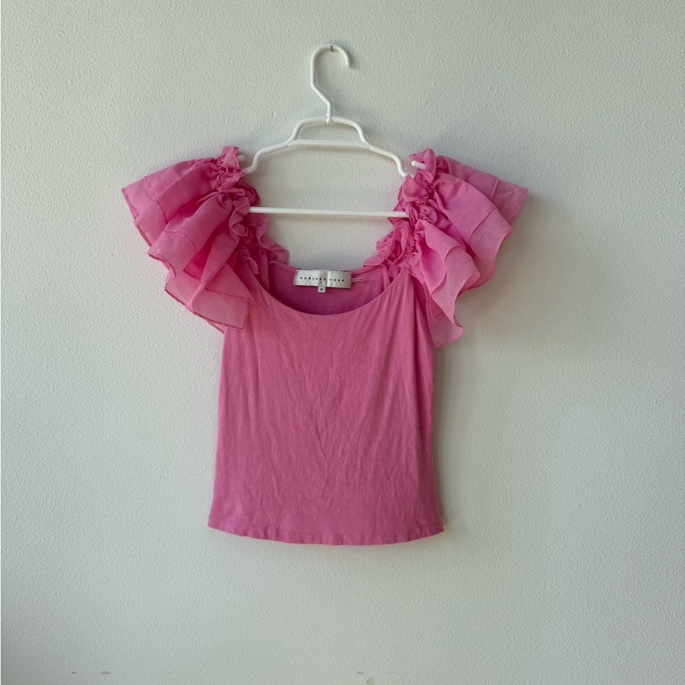 Endless Rose Organza Ruffle Knit Top